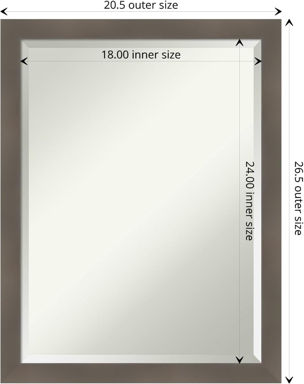 Amanti Art Grey Wall Mirror 27x21 Edwin Clay Grey Rectangle Bathroom Mirror for Wall Decor Living Room, Medium Casual Wood Frame, Hangs Horizonally and Vertically, Bathroom Decor, Beveled Edge from WI