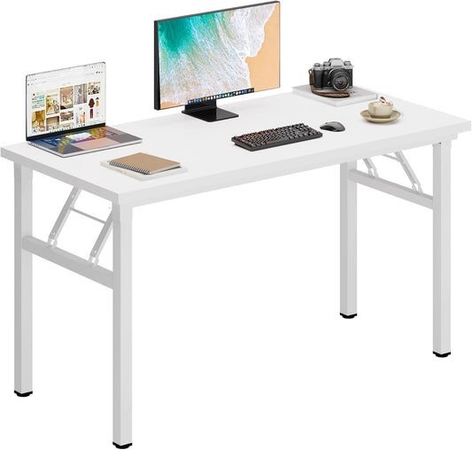 DlandHome 47 inches Folding Table Computer Desk Portable Table Activity Table Conference Table Home Office Desk, Fully Assembled White DND-ND5-120WW