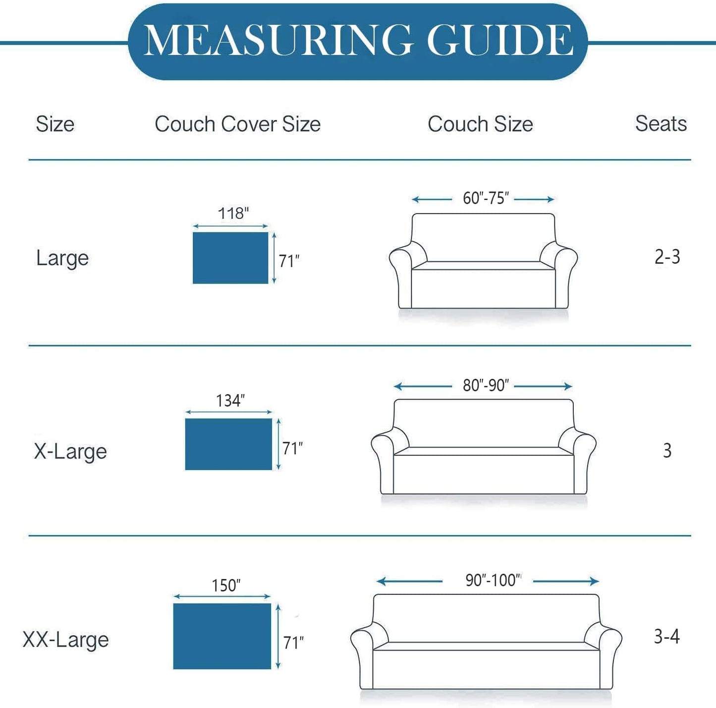 HANDONTIME Navy Blue Sectional Couch Covers, 3 Cushion Couch Chenille Cover with Lace Pattern for Dogs Kids, Fitted, Easy, 71" x 134"