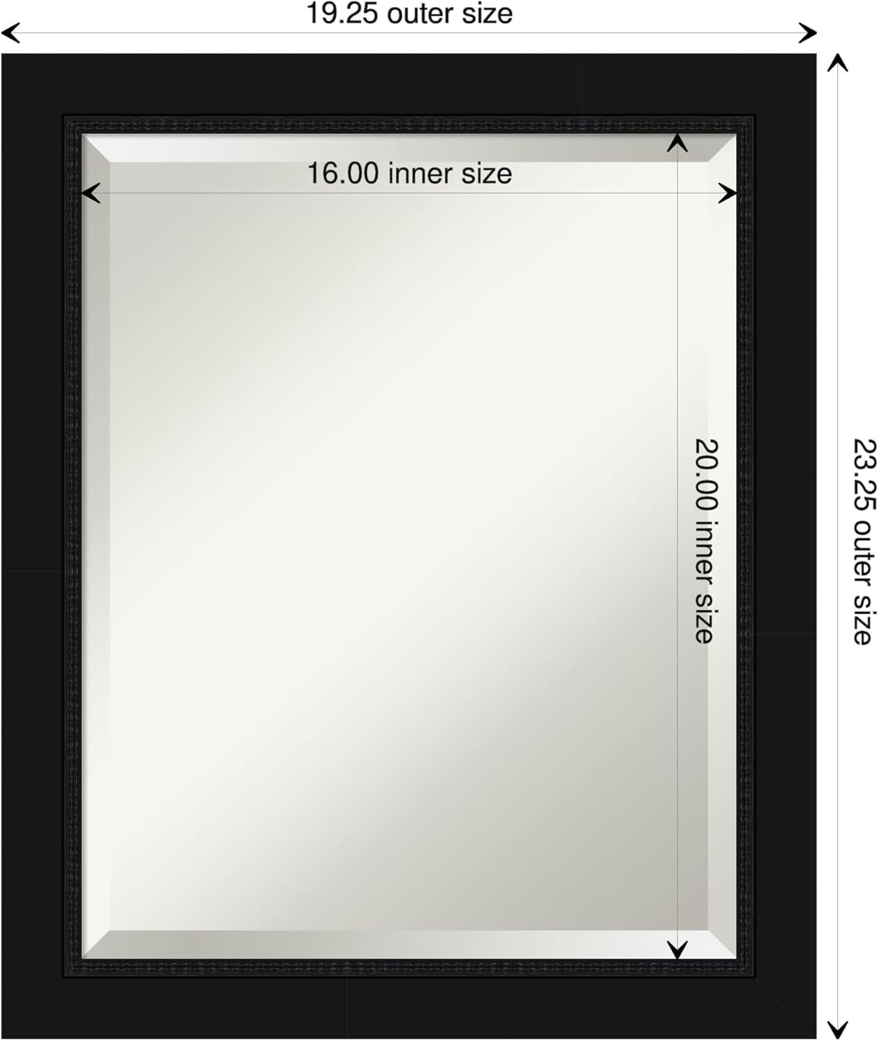 Amanti Art Black Bathroom Mirror for Over Sink, 23x19 Avon Black Rectangle Vanity Mirror, Small Casual Frame, Hangs Horizonally and Vertically, Bathroom Wall Decor, Beveled Edge