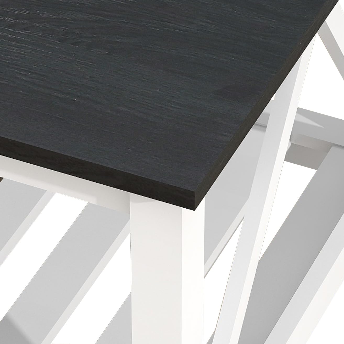 Farmhouse Coffee Table for Living Room, 2-Tier Rectangular Wooden Centre Cocktail Table with Slats Shelf Storage and V-Shaped Frame, Oak Blak