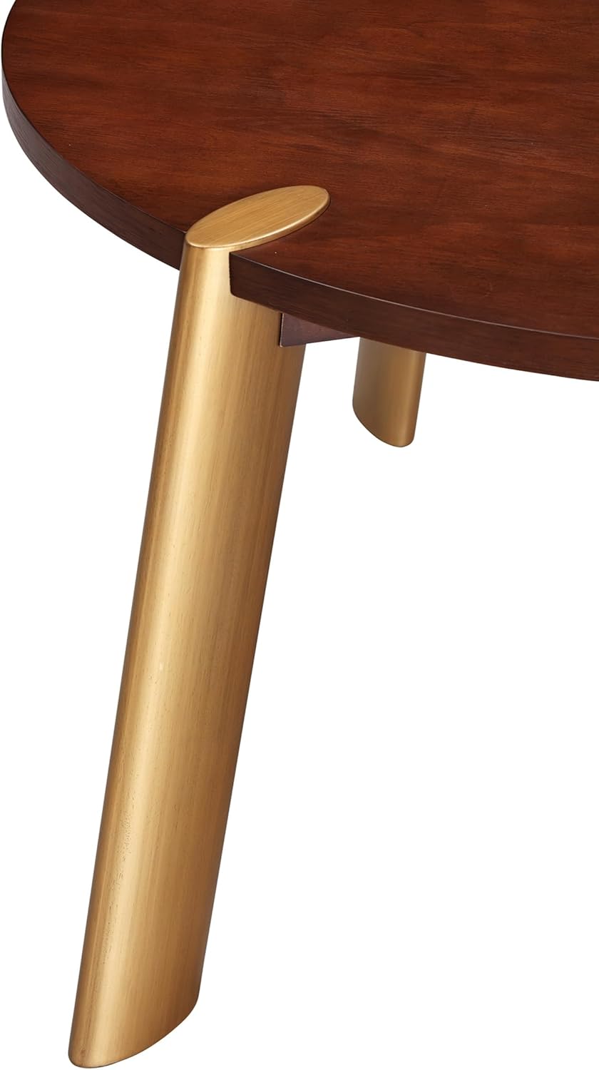 NTC Tribase 47 Inch Modern Design, Round Dinner Table for Dining Room, Living Room Furniture, Effortless Assembly, Dark Walnut