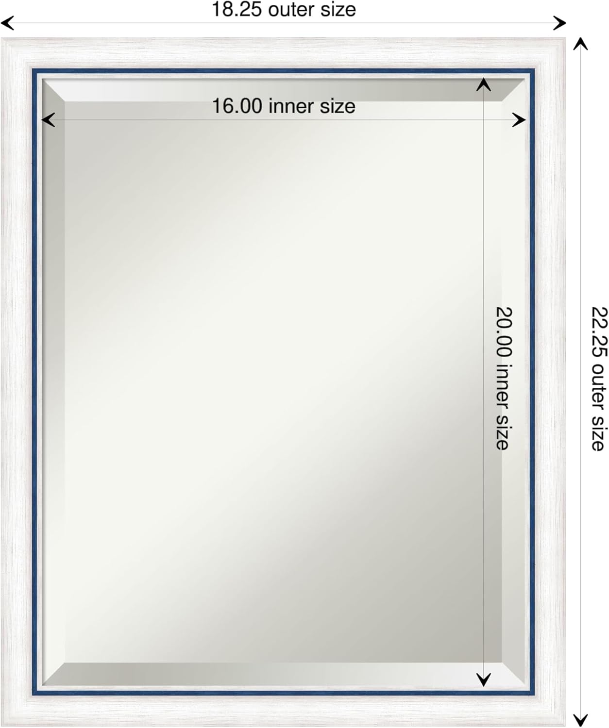 Amanti Art White Bathroom Mirror for Over Sink, 22x18 Morgan White Blue Rectangle Vanity Mirror, Small Modern Contemporary Wood Frame, Hangs Horizonally and Vertically, Bathroom Wall Decor, Beveled
