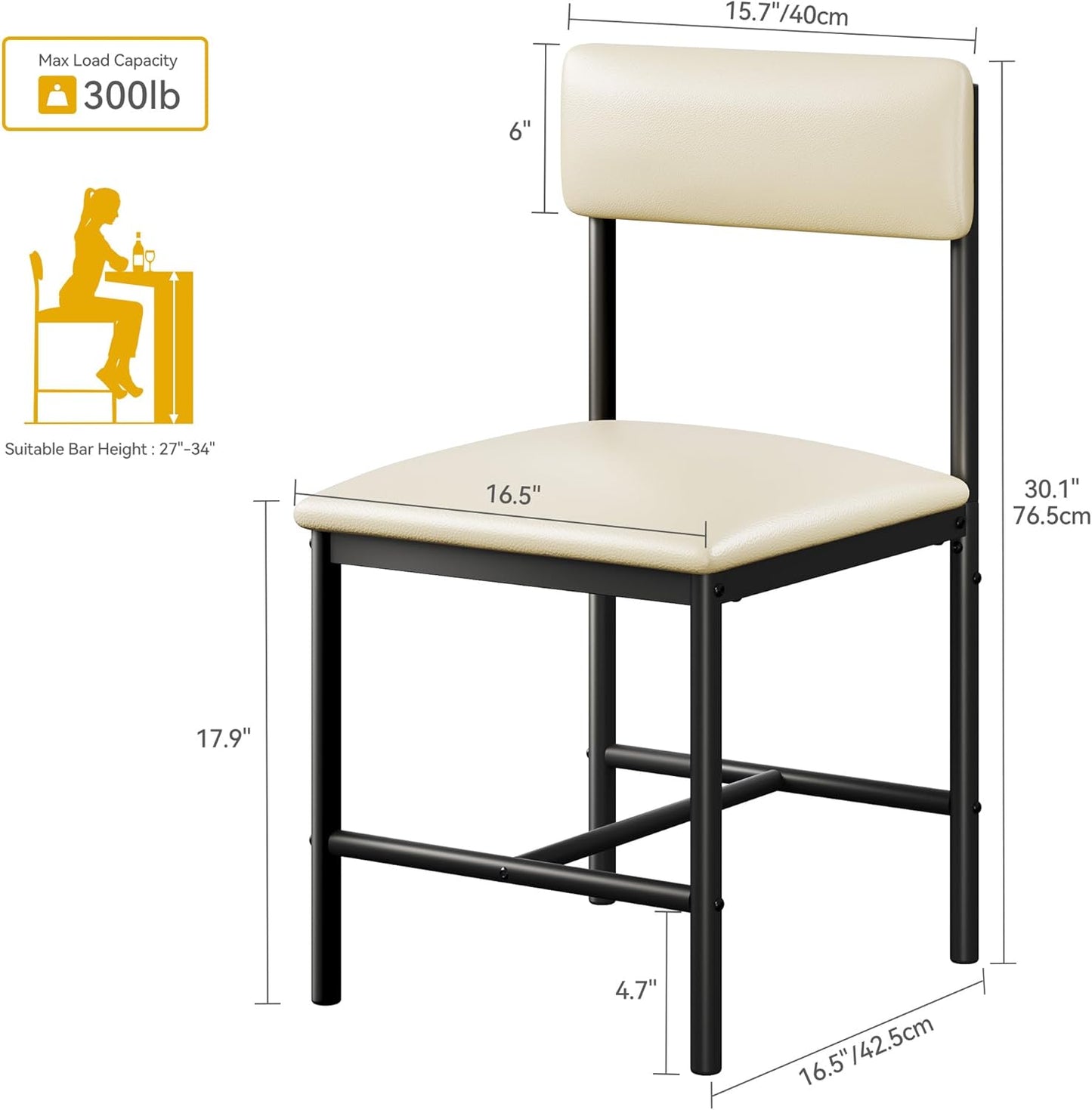 DWVO Dining Room Chairs Set of 4 White Modern Upholstered Dining Chairs Faux Leather Restaurant Chairs with Metal Legs for Living Room Kitchen 4 Pack, White