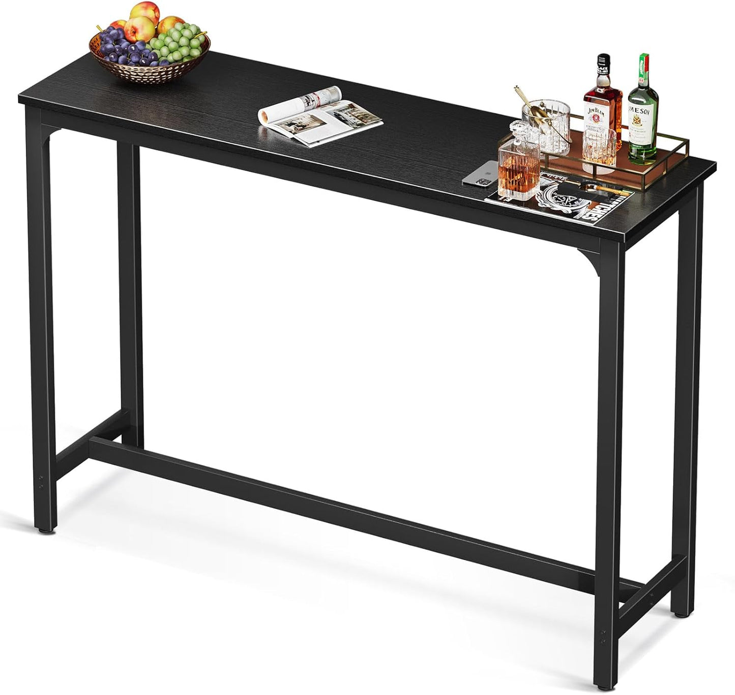 ODK 55 Inch Bar Table, Bar Height Pub Table, Counter Height Bar Table, Rectangular High Top Kitchen & Dining Counter Tables with Sturdy Legs & Easy-to-Clean Top, Indoor use, Black