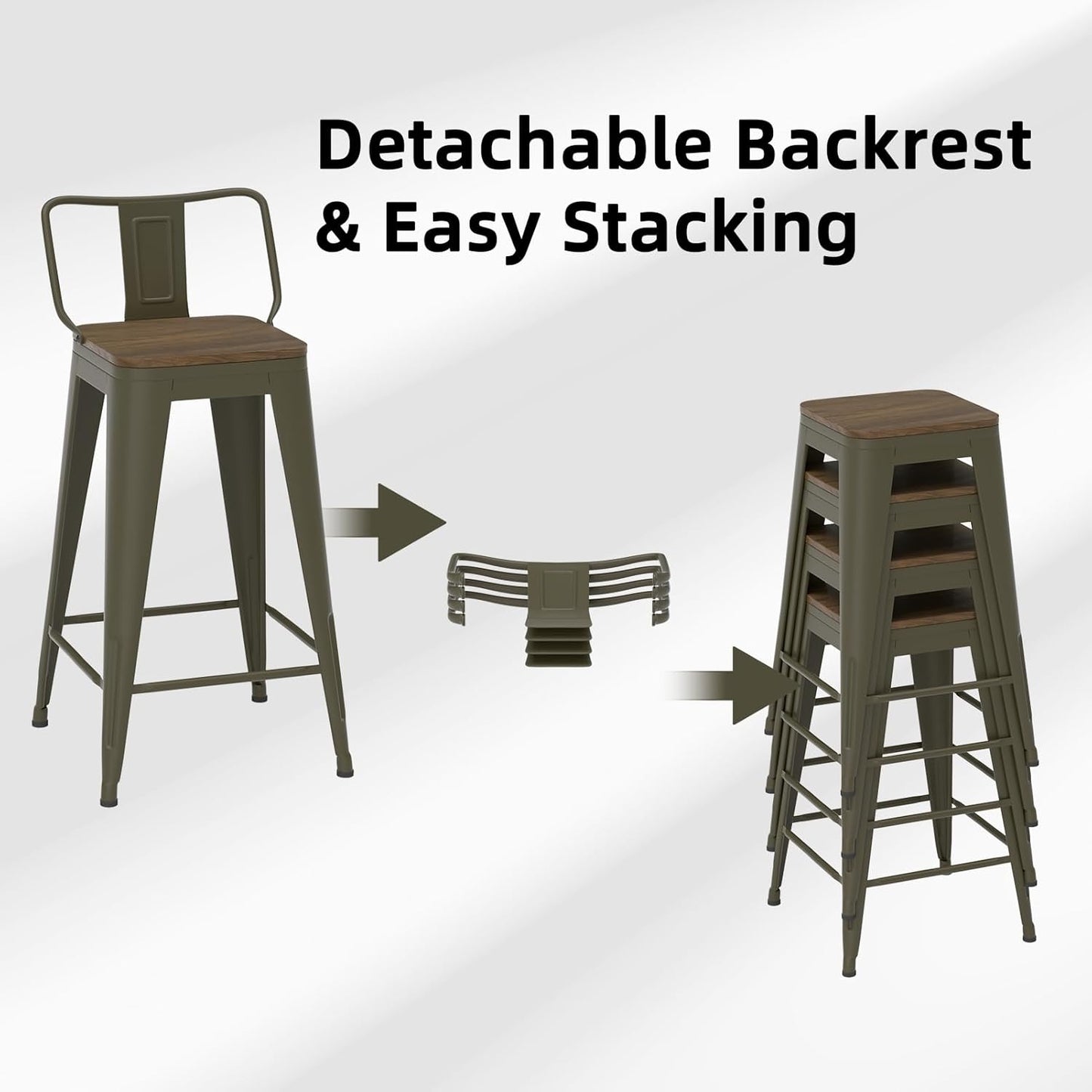 30 Inch Swivel Bar Stools Set of 4, Counter Height Bar Stools with Low Back, Metal Industrial Bar Chairs for Kitchen Island (Rusty)