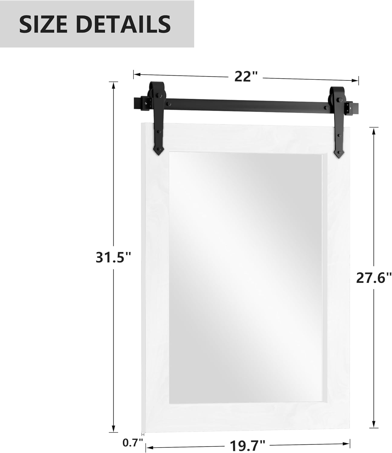 Farmhouse Bathroom Mirror for Over Sink 22”x32” Wood Frame Rustic Barn Door Bathroom Vanity Mirror, Wall Mirror for Bathroom, Living Room, Bedroom, Entryway (Bright White)