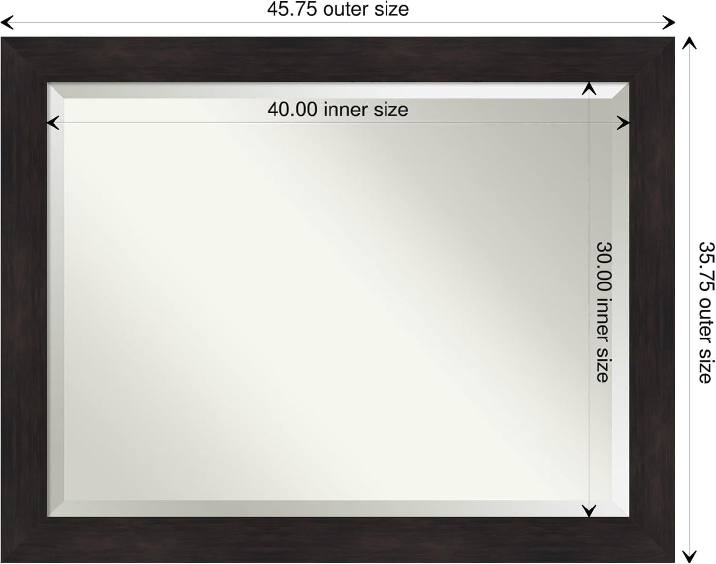 Amanti Art Brown Bathroom Mirror for Over Sink, 36x46 Furniture Espresso Rectangle Vanity Mirror, X-Large Casual Frame, Hangs Horizonally and Vertically, Bathroom Wall Decor, Beveled Edge from WI, USA