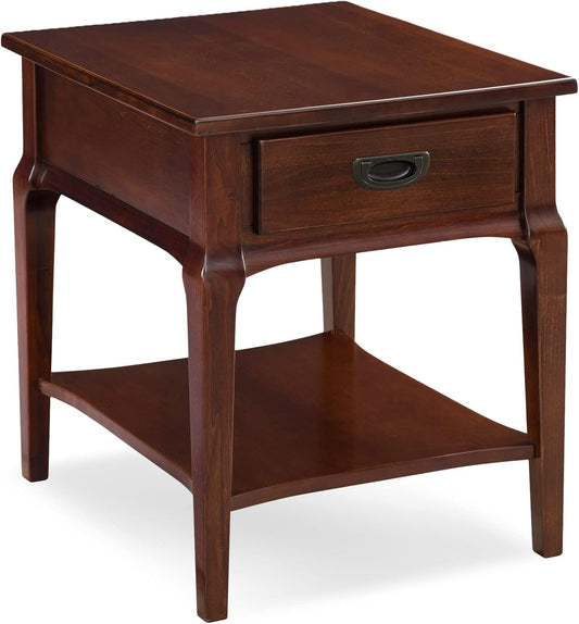 Leick Home Stratus End Table, 1 Drawer, Display Shelf, Solid Wood, 30 in x 12 in x 28 in, Heartwood Cherry, 22007