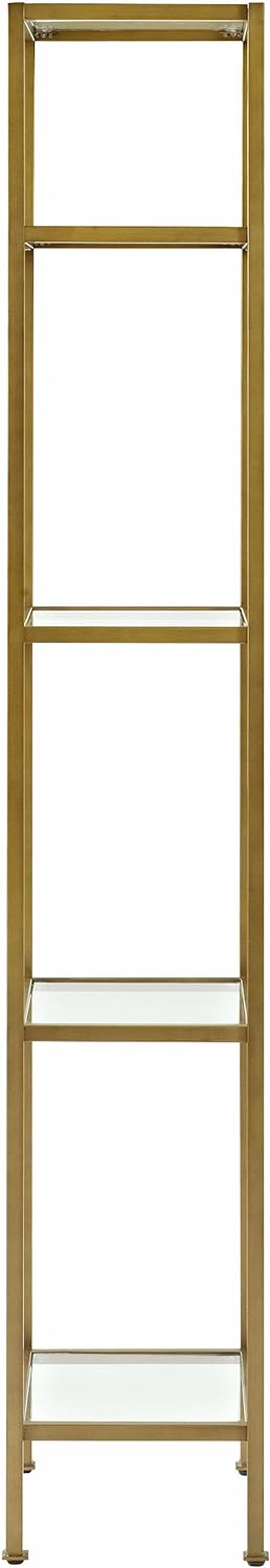 Crosley Furniture Aimee Narrow Bookshelf with Glass Shelves, Bookcase Storage, Gold and Glass