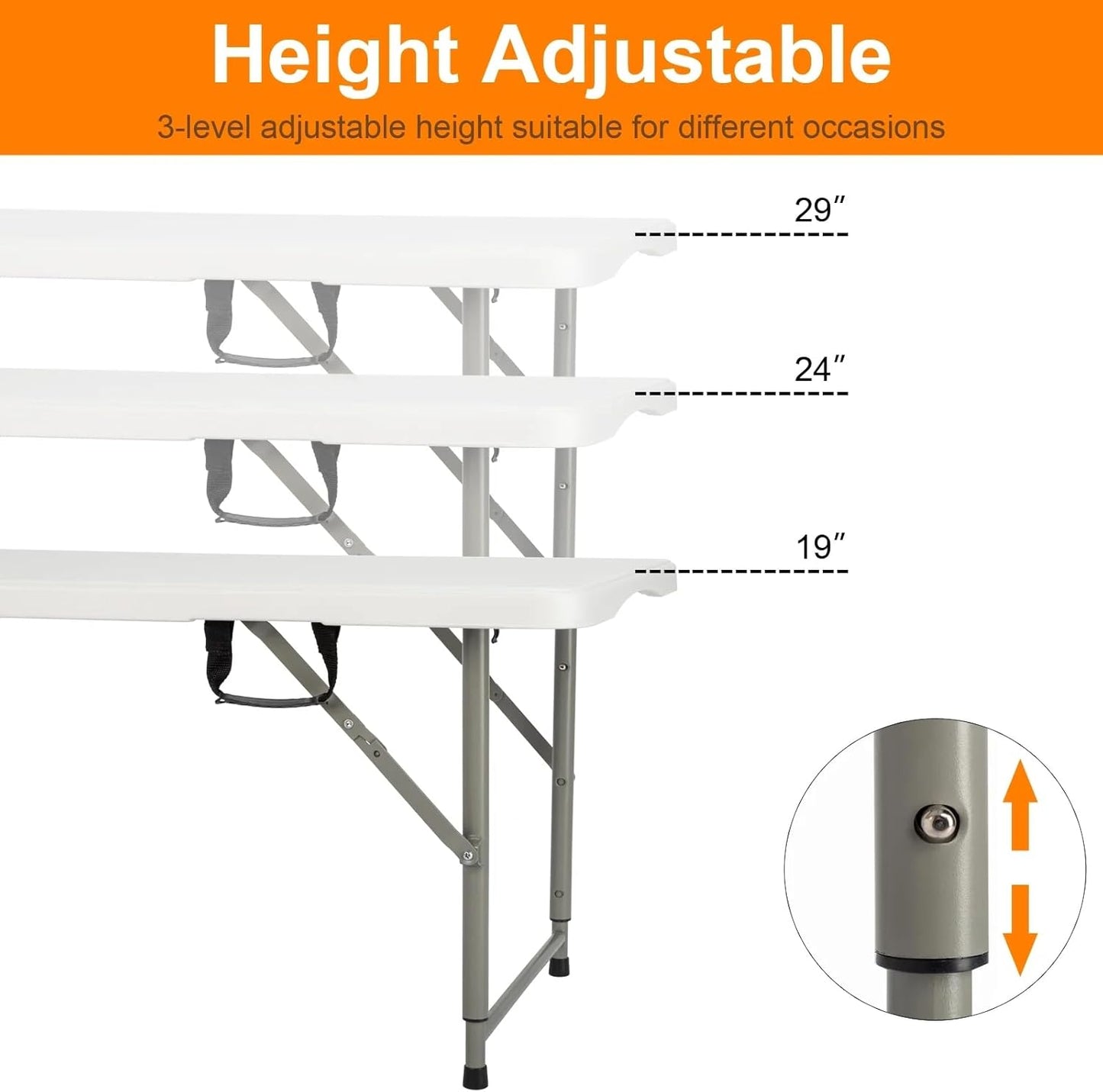 4ft Plastic Folding Table, Kids Folding Activity Table for Classrooms and Home,Indoor Outdoor Heavy Duty Portable Handle, Lock for Picnic, Party, Pong, Camping - White (4ft)