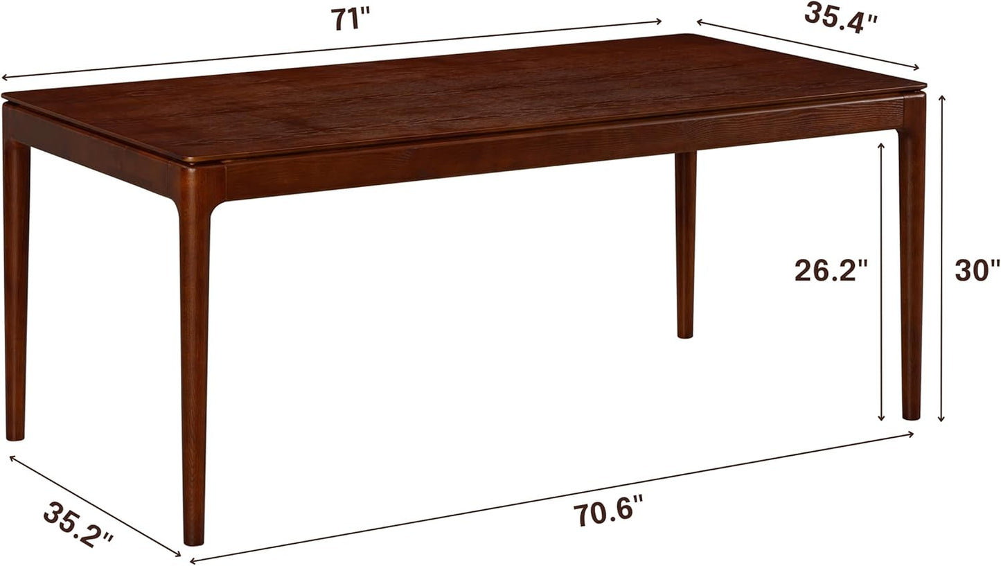 NTC Mingle 71 Inch Modern Design, Rectangular Dinner Table for Dining Room, Living Room Furniture, Effortless Assembly, Dark Walnut