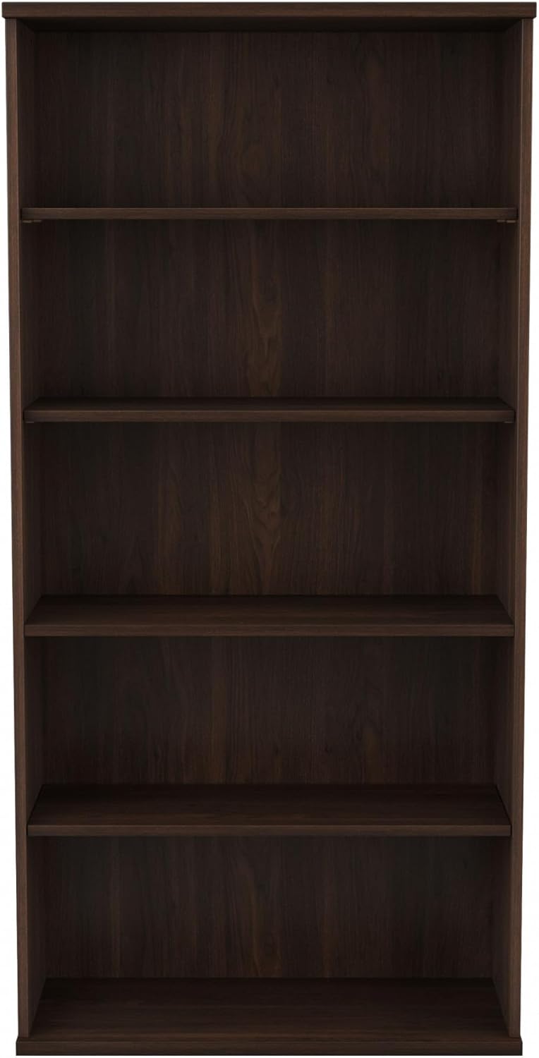 Bush Business Furniture Studio C Tall 5 Shelf Bookcase in Black Walnut, Large Bookshelf for Home or Professional Workplace Organization
