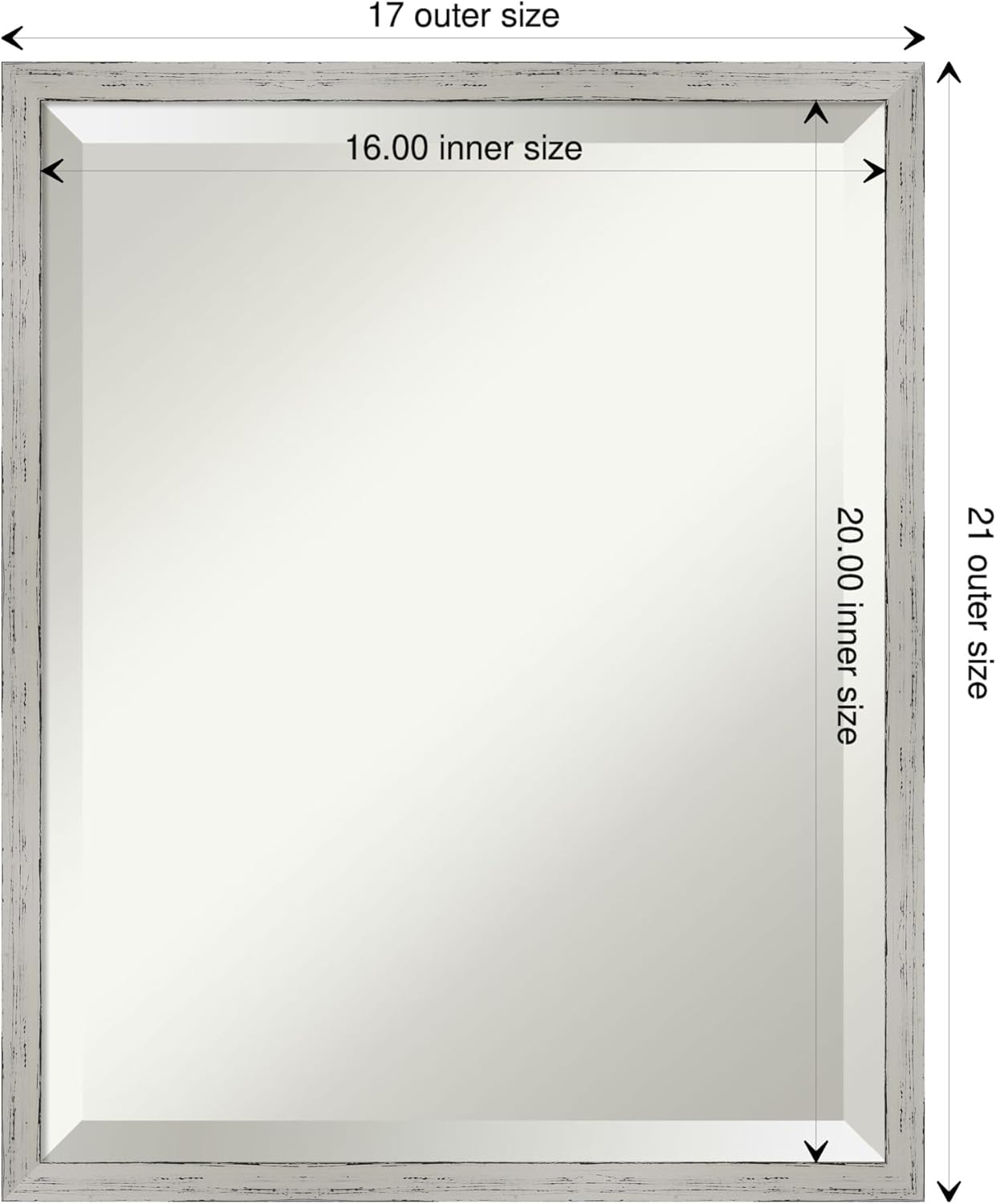 Amanti Art White Bathroom Mirror for Over Sink, 21x17 Shiplap White Narrow Rectangle Vanity Mirror, Small Coastal Wood Frame, Hangs Horizonally and Vertically, Bathroom Wall Decor, Beveled Edge