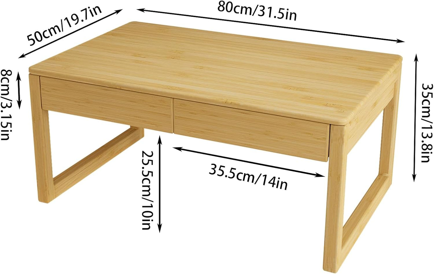 Japanese Floor Coffee Table,Bamboo Low Table,Japanese Tea Table for Sitting Tatami Meditation Living Room Home Office(Wood Color)