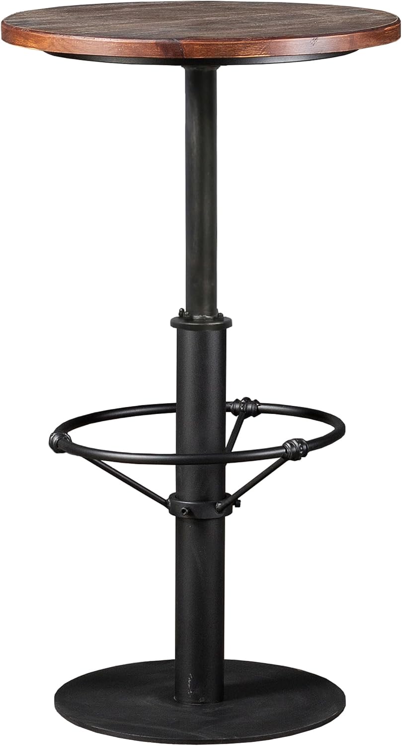 LOKKHAN 42" Tall Rustic Industrial Bar Table-19.68" Dia Round Wooden Top Metal Bar Height Adjustable Standing Pub Table-Dining Room Bistro Table-Cocktail Table