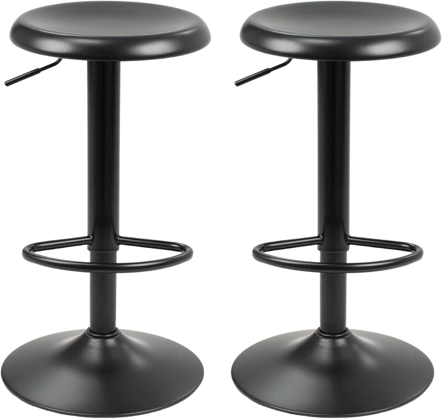 CAROLMADE Bar Stools Set of 2, Adjustable Metal Bar stools Swivel Counter Height Stool Backless Barstools for Kitchen Island Pub, Black