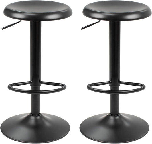 CAROLMADE Bar Stools Set of 2, Adjustable Metal Bar stools Swivel Counter Height Stool Backless Barstools for Kitchen Island Pub, Black