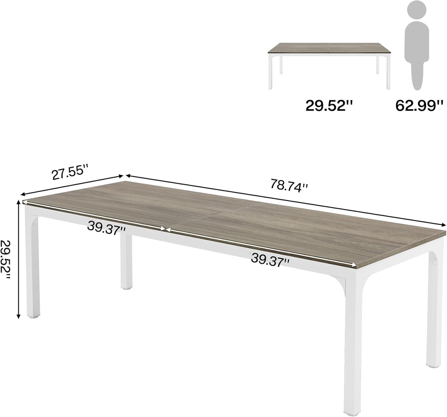 Tribesigns 6.5FT Conference Table, 78.7 Inche Rectangle Meeting Seminar Table, Large Business Tables for 6-8 People (Only Table)
