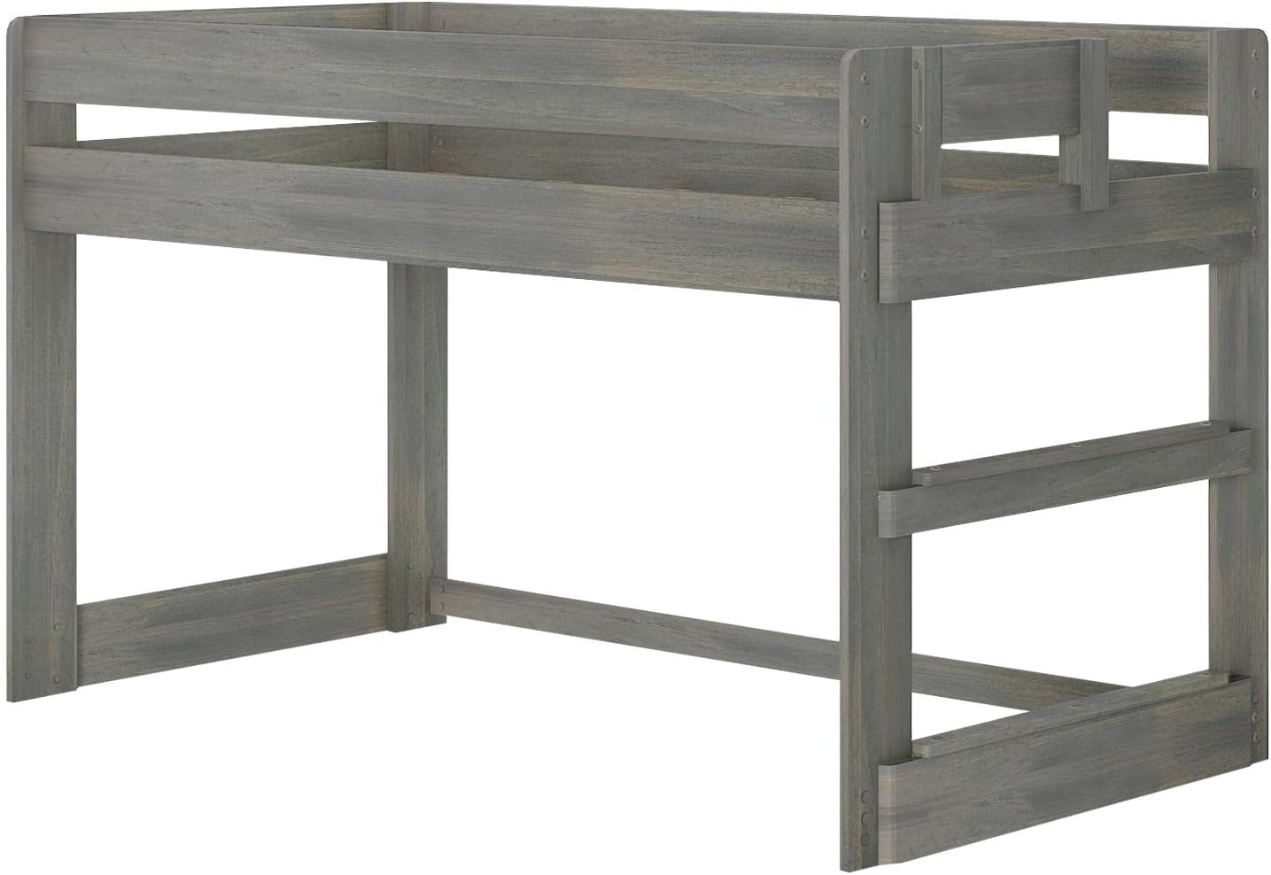 Max & Lily Modern Farmhouse Low Loft Bed, Twin Bed Frame For Kids, Driftwood