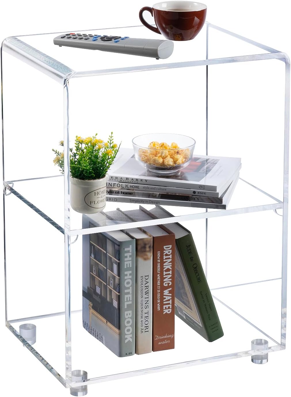 MyGift 3 Tier Clear Acrylic Table, Accent Furniture for Living Room, Bedroom Clear Nightstand Side End Tables