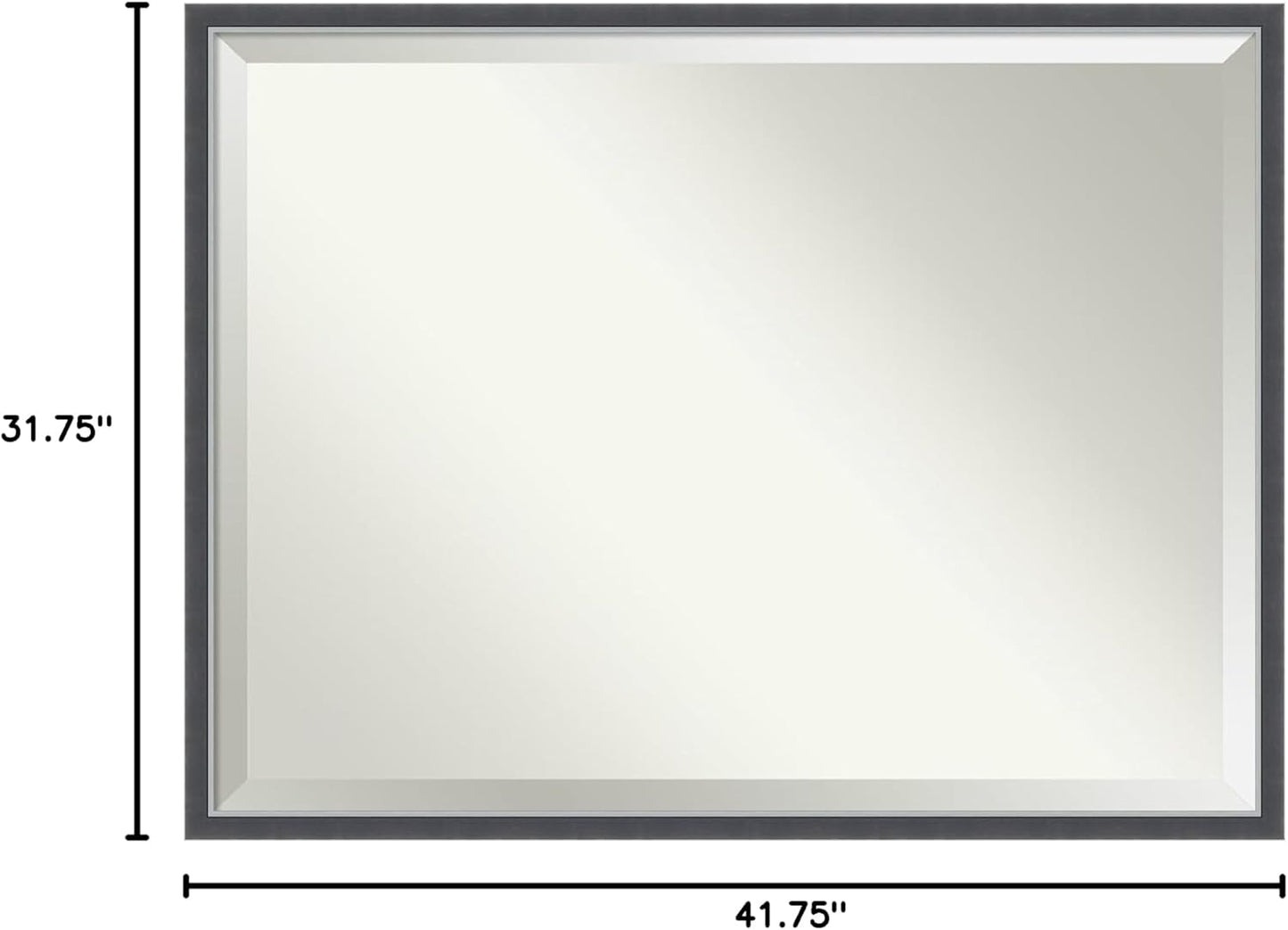 Amanti Art Black Bathroom Mirror for Over Sink, 32x42 Eva Black Silver Thin Rectangle Vanity Mirror, X-Large Modern Frame, Hangs Horizonally and Vertically, Bathroom Wall Decor, Beveled Edge