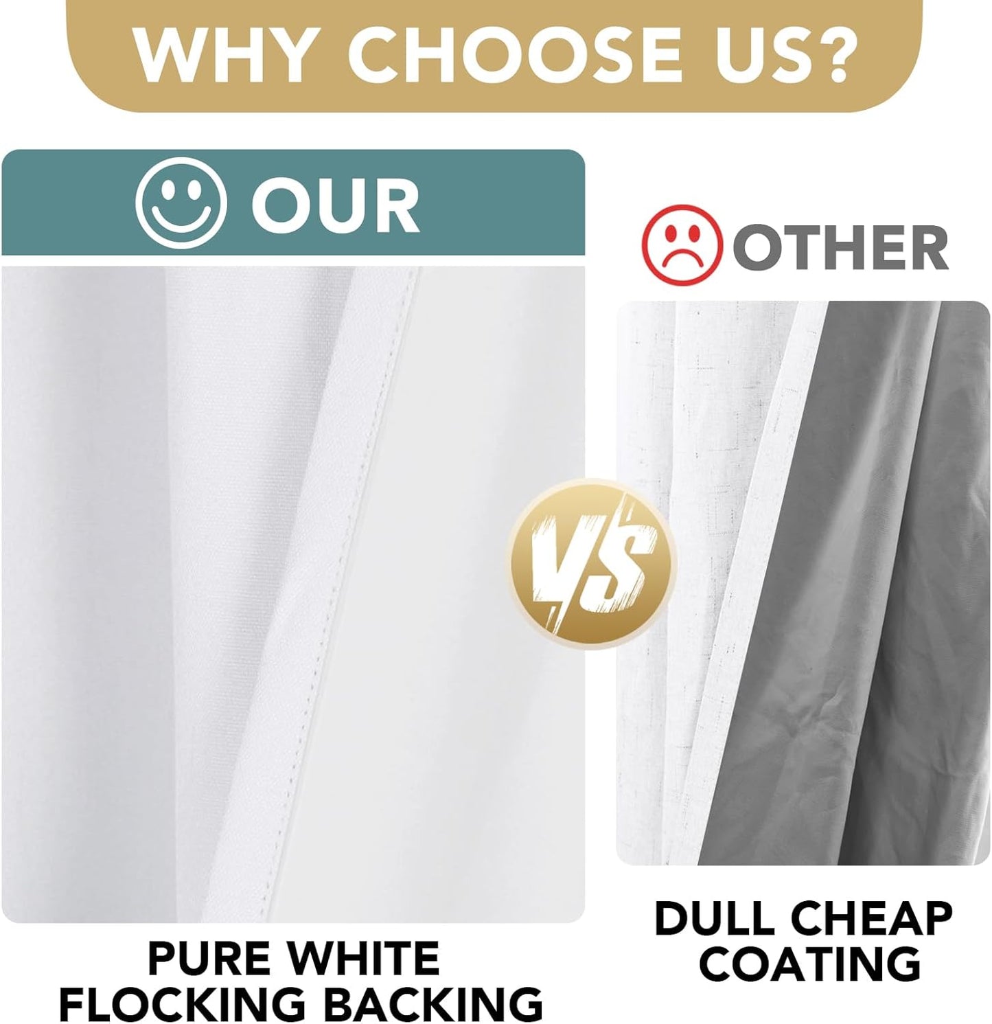 H.VERSAILTEX 100% Blackout Curtains for Bedroom Thermal Insulated Linen Textured Curtains Heat and Full Light Blocking Drapes Living Room Curtains 2 Panel Sets, 52x72 - Inch, Pure White