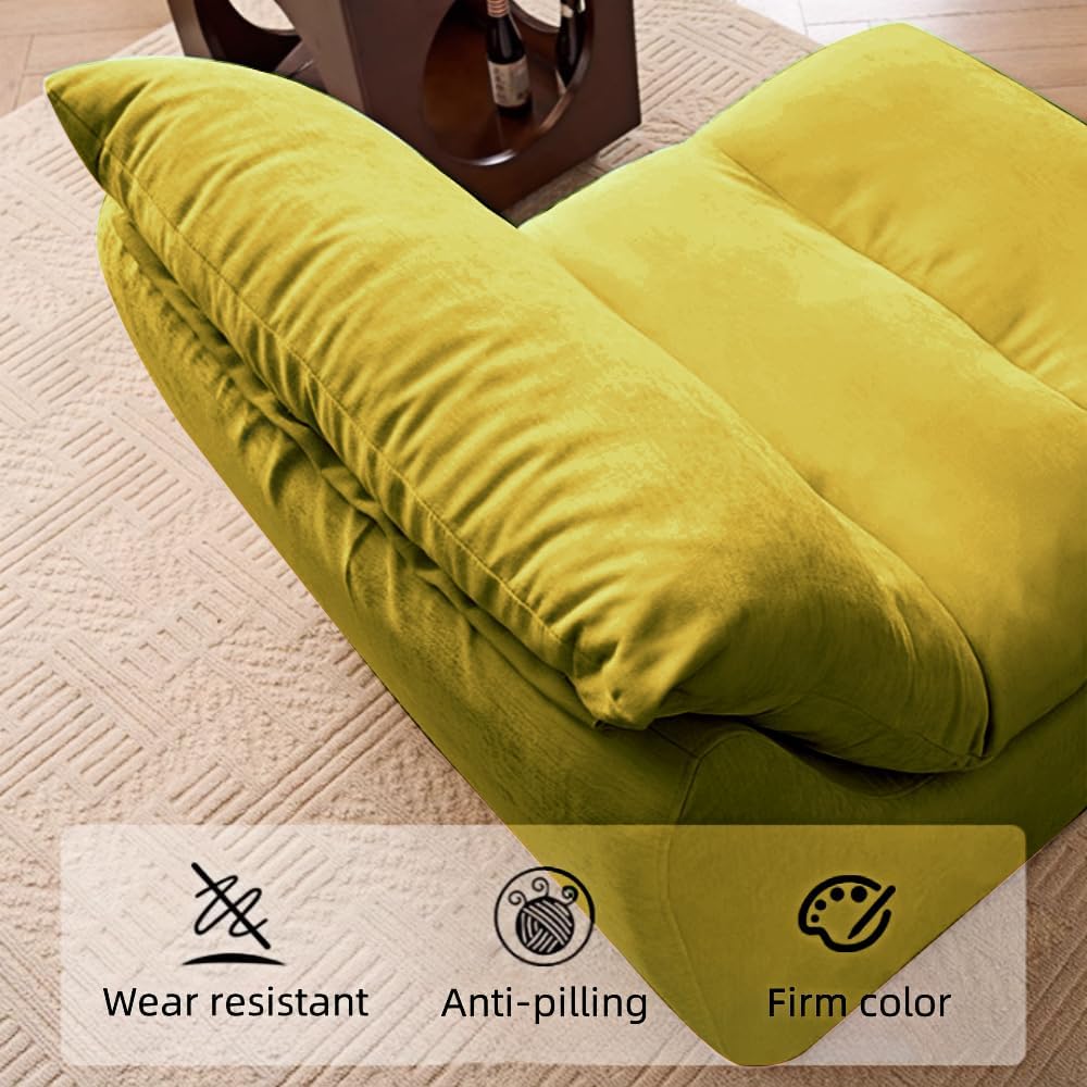 Bean Bag Chair - Memory Foam Bean Bag Chair for Adults, Comfy High-Resilience Single Sofa, Small Space Floor Chair, Chaise Lounge for Living Room, Bedroom (Grass Green, Cushions)