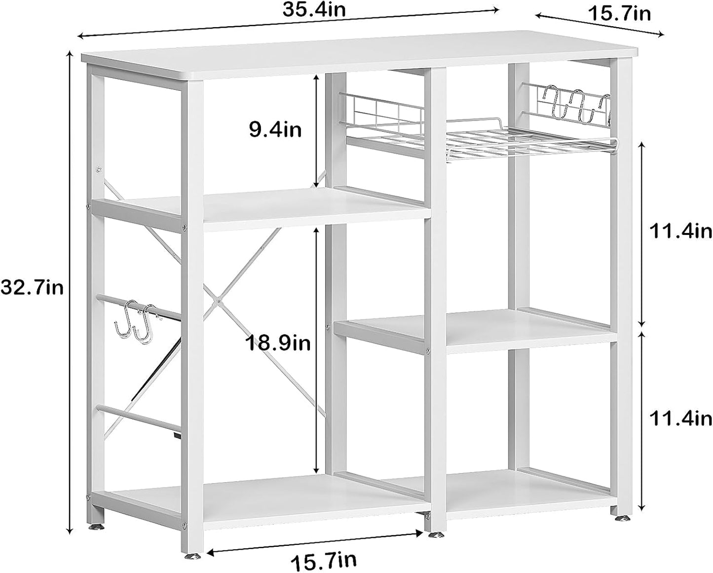 soges 3-Tier Kitchen Baker's Rack Utility Microwave Oven Stand Storage Cart Workstation Shelf, White