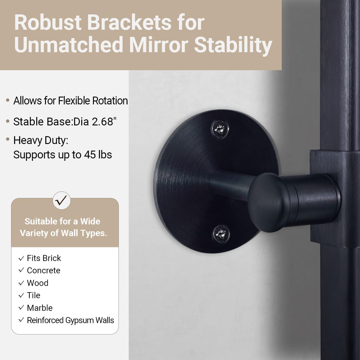 ANDY STAR Pivot Mirror, 22" x 30" Black Tilt Mirror for Bathroom with Rounded Corner Tube Metal Frame Design, Black Vanity Rectangle Bathroom Mirror for Over Sink, Hangs Vertically Farmhouse Style