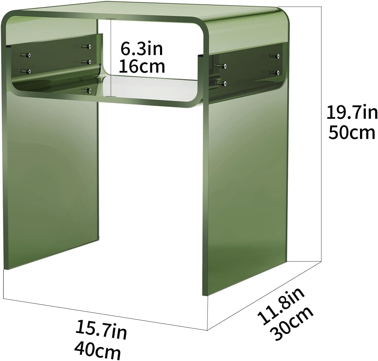 Clear Acrylic End Table 2-Tier Bedside Nightstand for Living Room Bedroom (1, Green)