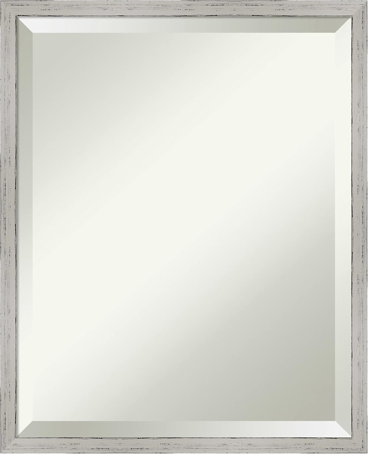 Amanti Art White Bathroom Mirror for Over Sink, 21x17 Shiplap White Narrow Rectangle Vanity Mirror, Small Coastal Wood Frame, Hangs Horizonally and Vertically, Bathroom Wall Decor, Beveled Edge