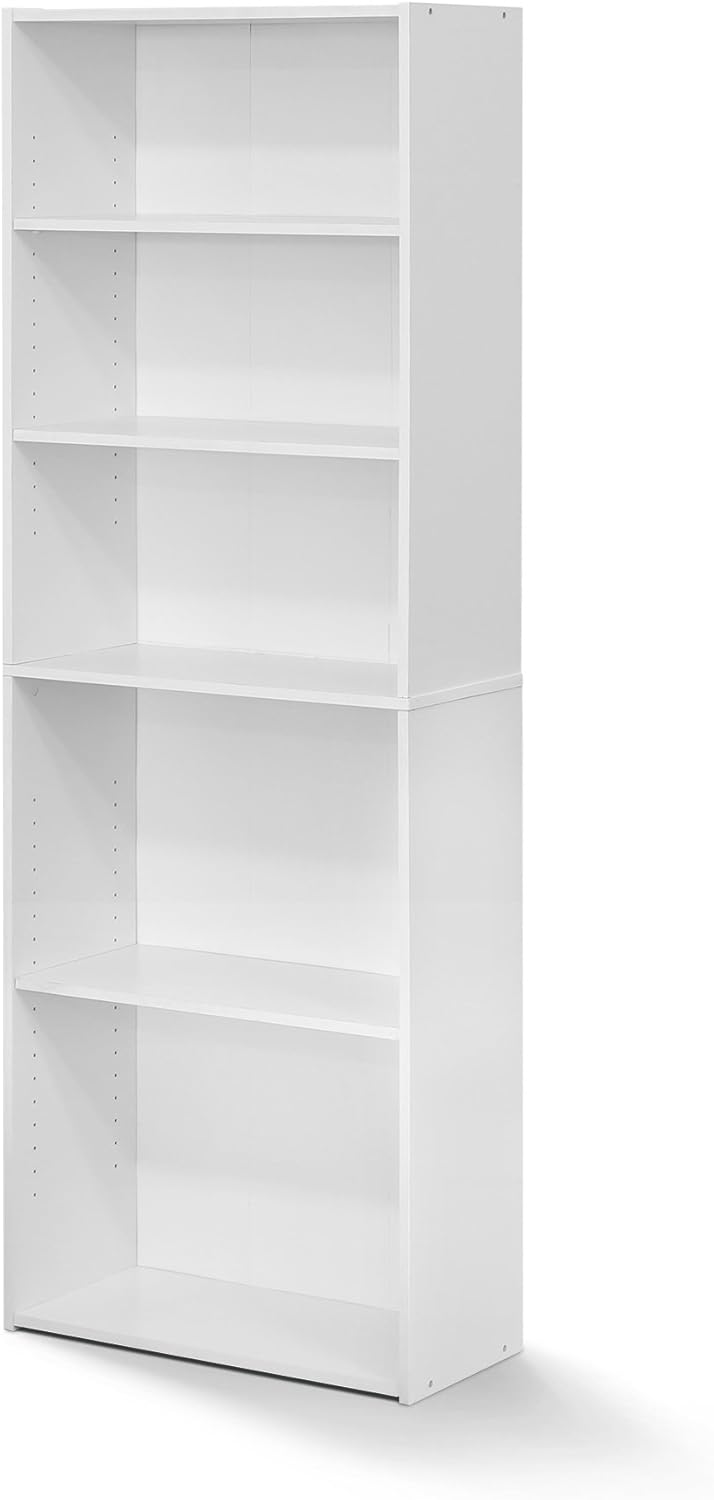 FURINNO Wright 5-Shelf Bookcase, Soft White