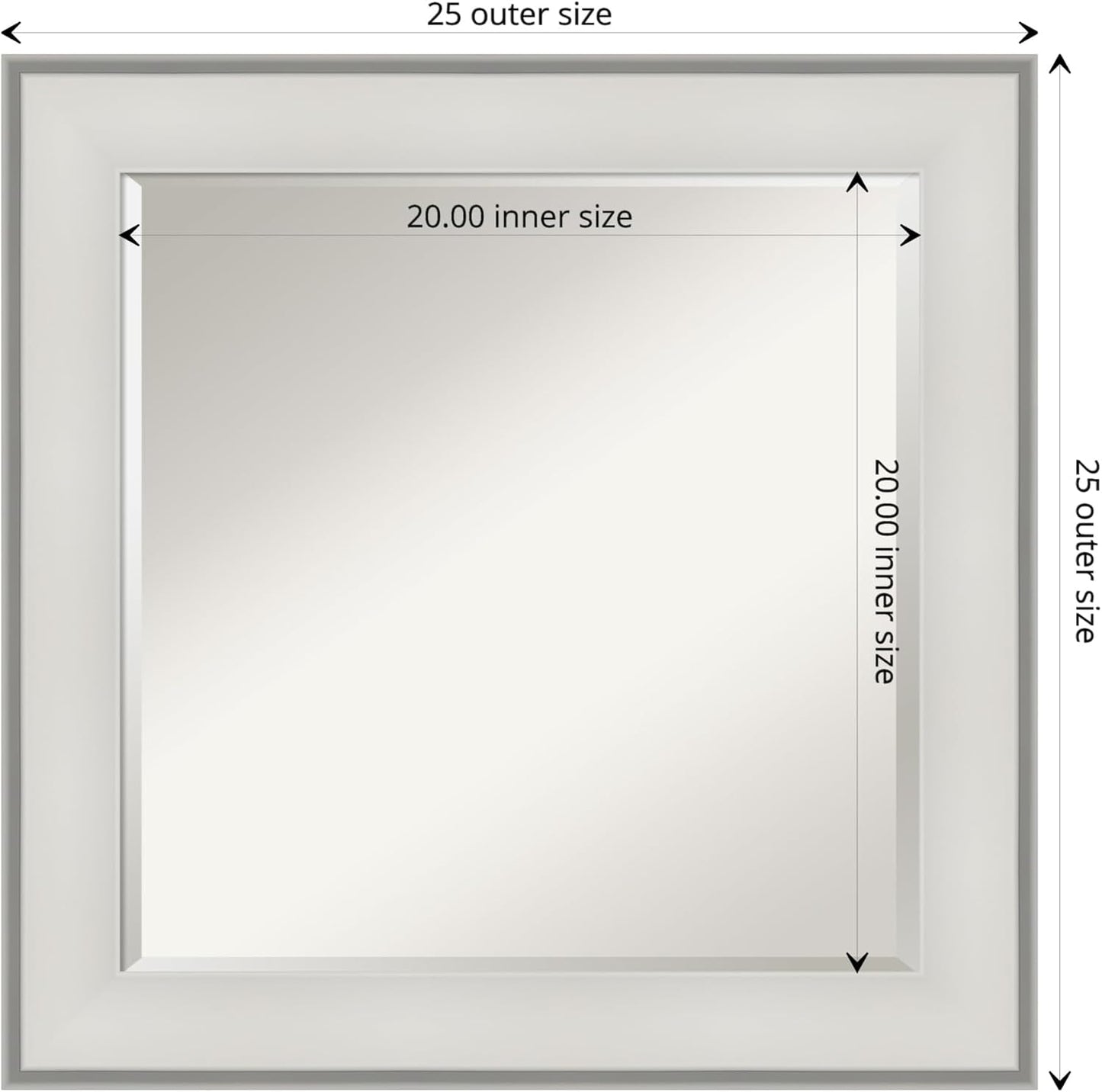 Amanti Art White Bathroom Mirror for Over Sink, 25x25 Imperial White Square Vanity Mirror, Medium Traditional Frame, Hangs Horizonally and Vertically, Bathroom Wall Decor, Beveled Edge from WI, USA
