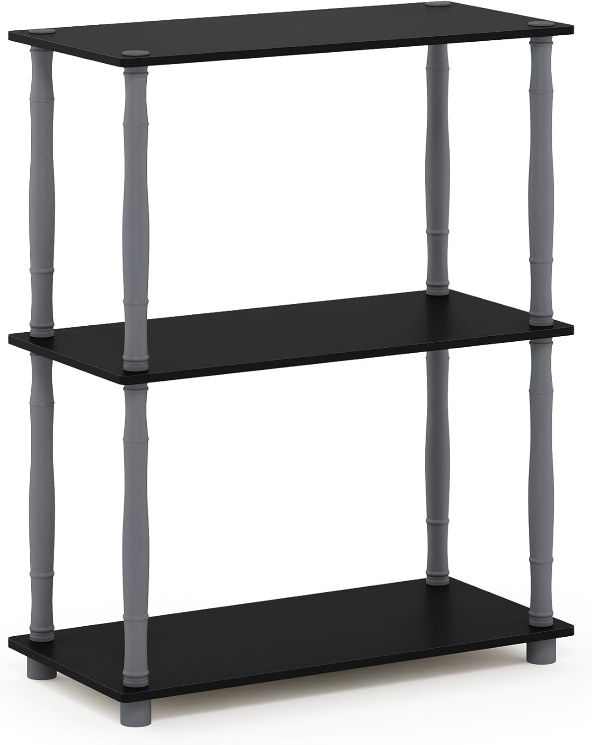 Furinno Turn-N-Tube 3-Tier Compact Multipurpose Shelf Display Rack with Classic Tube, Black/Grey
