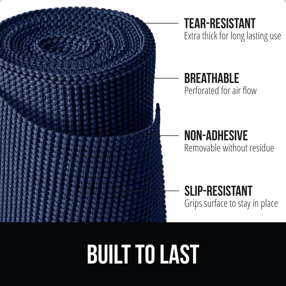 GORILLA GRIP powerGRIP Drawer Shelf and Cabinet Liner, Thick Strong Hold, Non-Adhesive Liners Protect Kitchen Cabinets and Cupboard, Bathroom Drawers, Easy Install, Breathable Mat, 20" x30', Navy Blue