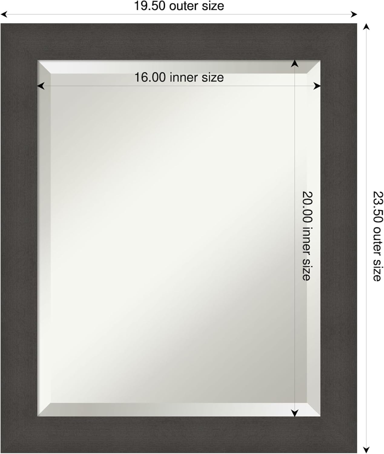 Amanti Art Silver Bathroom Mirror for Over Sink, 24x20 Blaine Light Pewter Narrow Rectangle Vanity Mirror, Small Modern Contemporary Frame, Hangs Horizonally and Vertically, Bathroom Wall Decor