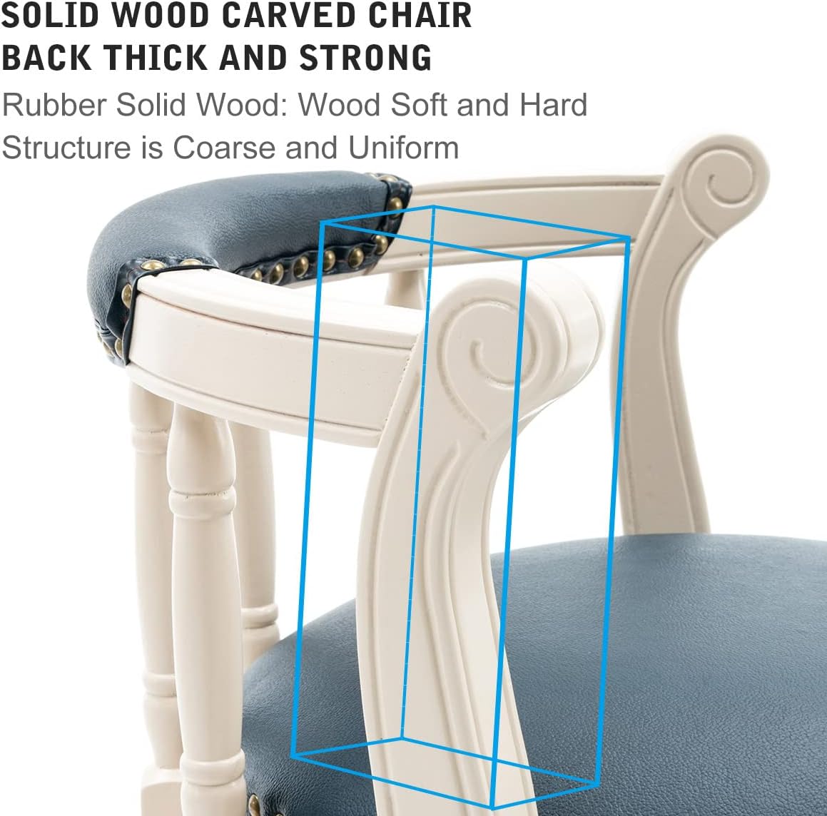 Cow top Leather Wooden Bar Stools, 360 Degree Swivel Bar Height Chair with Backs for Home Kitchen Counter, Morden Chair Barstools (Ivory Wood 1pc-Blue Seat, Bar Height-Seat Height 29.5”)