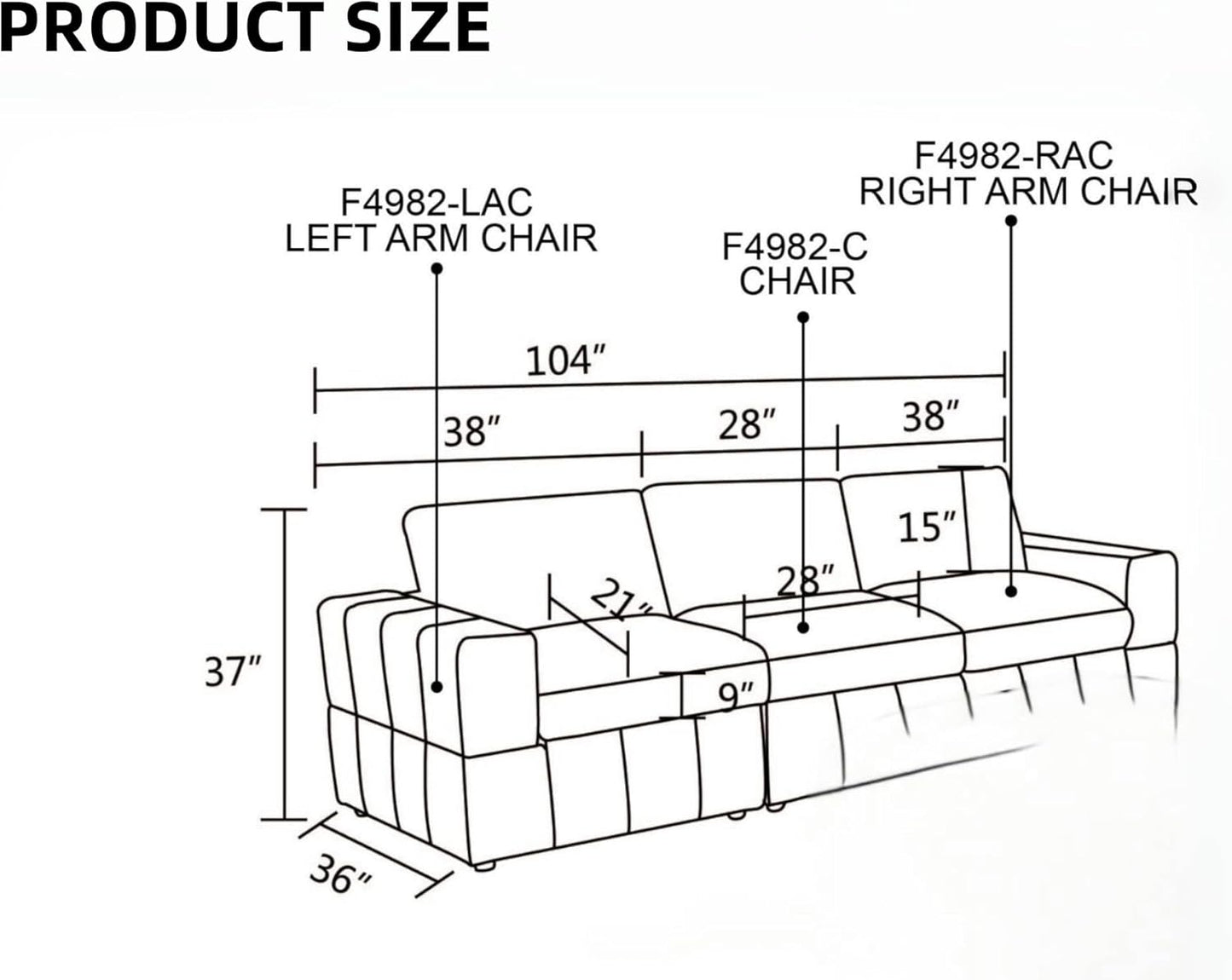 Sectional Couches for Living Room, Comfy Cloud Couch Loveseat Sofa with Deep Seats, Lounge Modern Living Room Furniture for Small Space, Dark Grey
