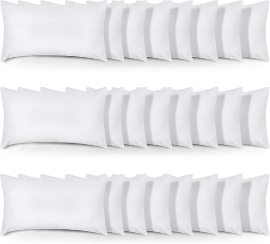 Utopia Bedding Throw Pillows (Set of 24, White), 12 x 20 Inches Pillows for Sofa, Bed and Couch Decorative Stuffer Pillow