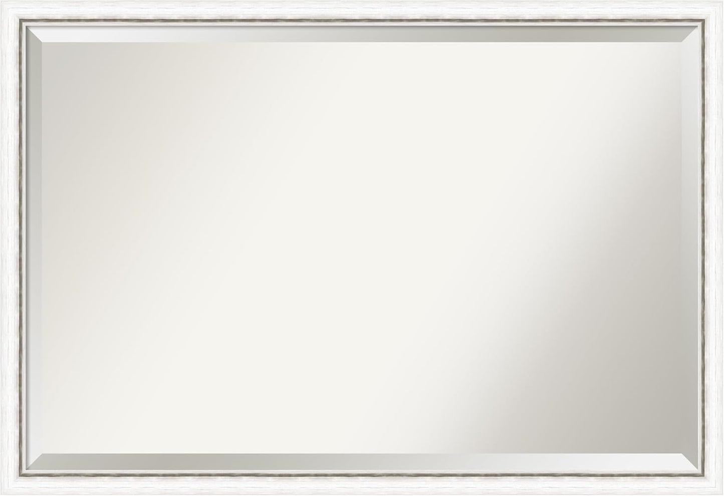 Amanti Art White Bathroom Mirror for Over Sink, 26x38 Morgan White Silver Rectangle Vanity Mirror, Large Modern Contemporary Wood Frame, Hangs Horizonally and Vertically, Bathroom Wall Decor, Beveled