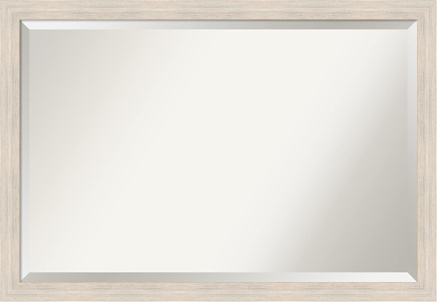 Amanti Art White Bathroom Mirror for Over Sink, 27x39 Hardwood White Wash Narrow Rectangle Vanity Mirror, Large Rustic Farmhouse Wood Frame, Hangs Horizonally and Vertically, Bathroom Wall Decor