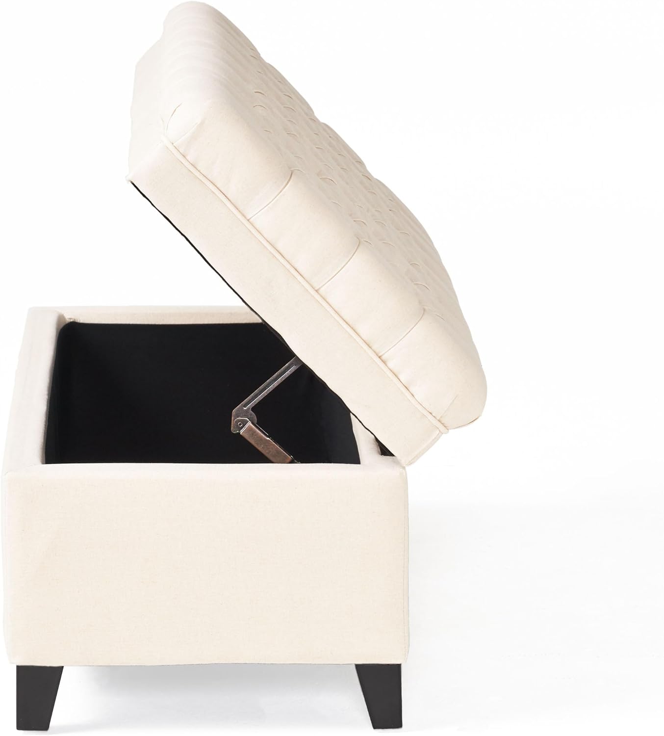 Ball & Cast 50" Upholstered Storage Ottoman with Button-Tufted Diamond Stitching,End Bench w/Uses Pressure Hinges and Legs,Versatile Entryway Footrest Stool for Living Room & Bedroom,Beige