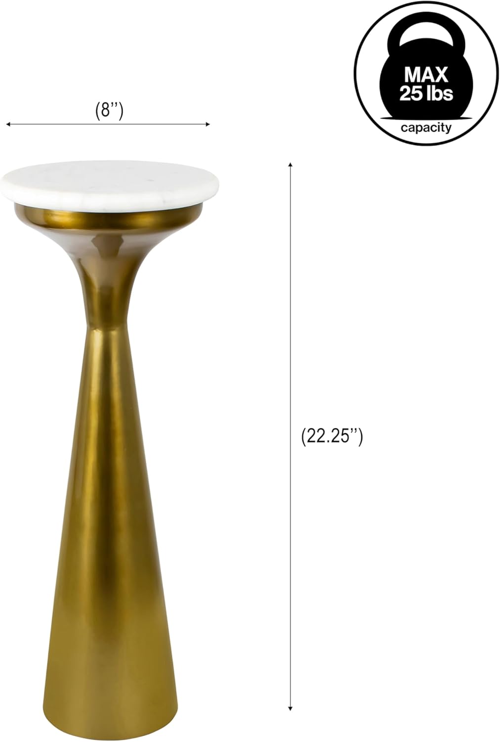 JONATHAN Y END1009A Oliver 22.25" Mid-Century Glam Retro Metal Drink Table with Marble Top, Gold/White for Living Room, Bedroom, Office, Bathroom