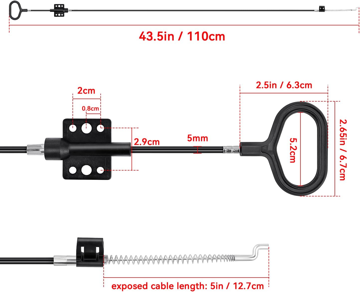 yuntop Sofa Recliner Cables Sofa and Reclined Chair Replacement Part D Ring Couch Recliner Pull Handle with S Tip for Cable Total Length 36.5 Inch Exposed Length 5Inch (2 Pack Black)