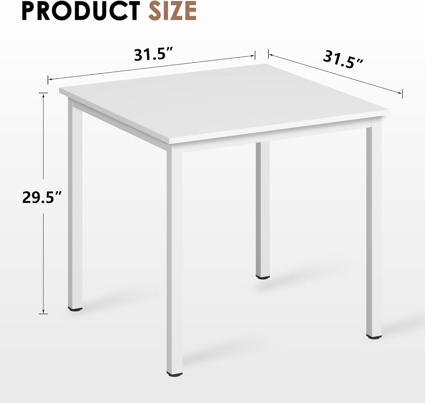 Need Small Square Dining Table- 31-1/2'' Sturdy and Heavy Duty Writing Desk for Small Spaces and Writing Table Desk Breakroom Table, White Color