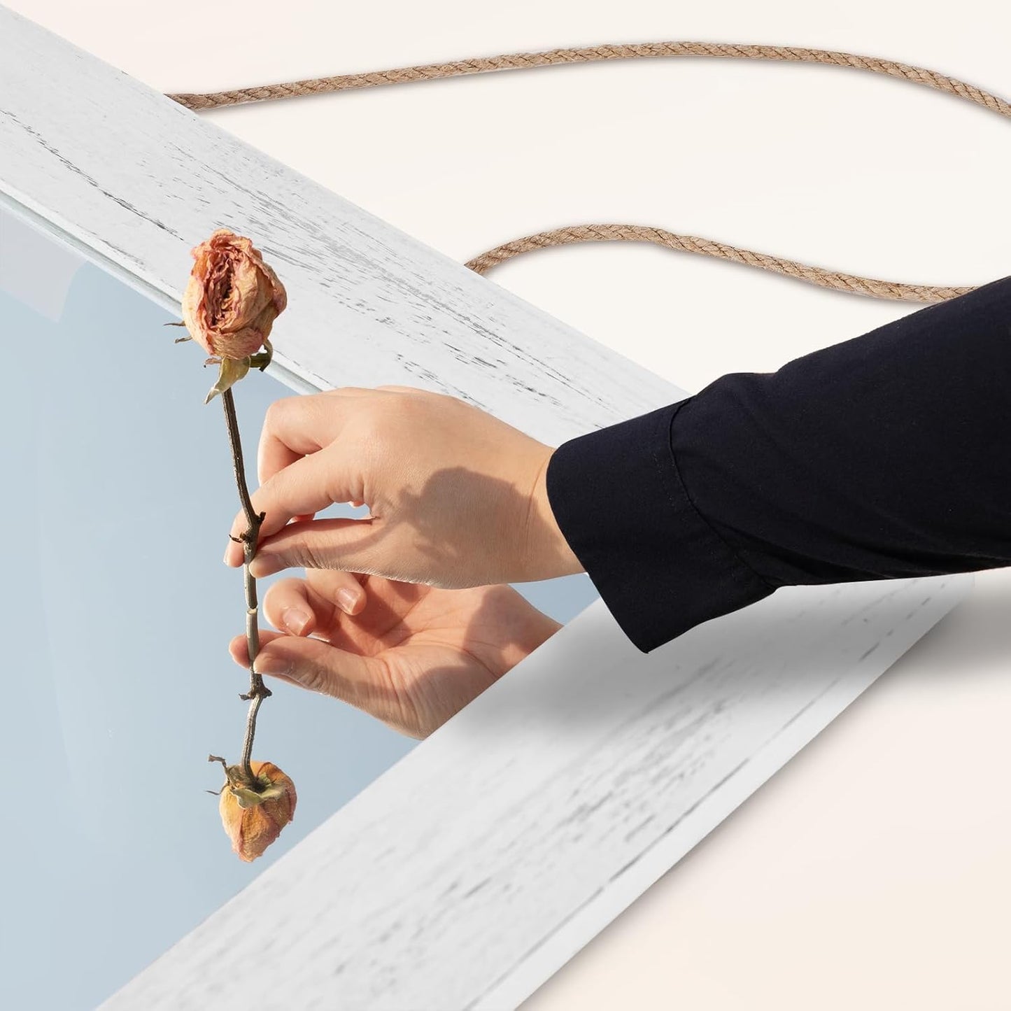 QDSSDECO 16"×20" Wall Mirror Farmhouse Decor Rectangular Mirror Hanging for Bathroom, Vanity, Bedroom, Entryway, Living Room,White