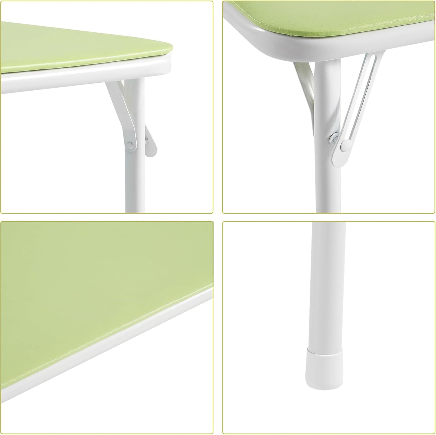 VECELO Kids Folding Activity Table and Chair Set, with Ultra Soft Padded Cushion, 5 Piece, Sage Green