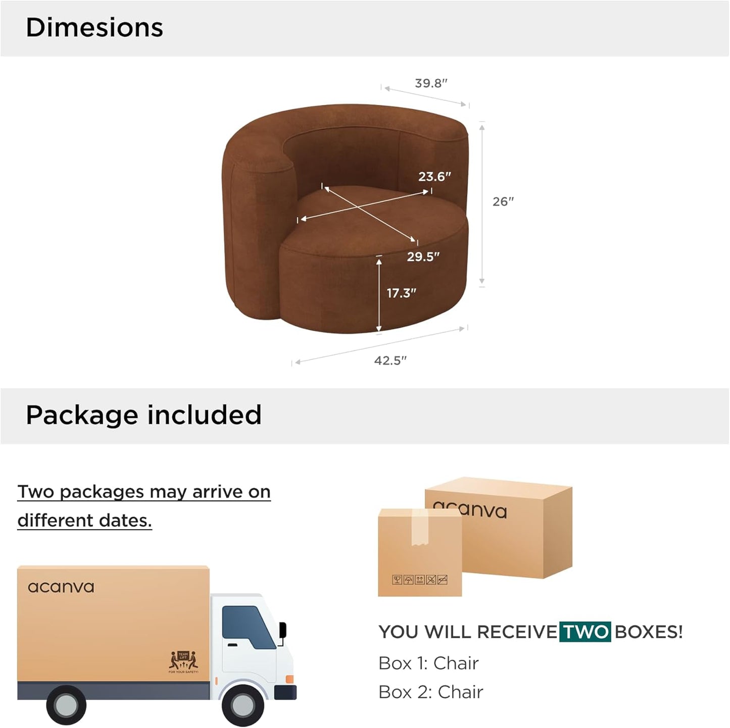 Acanva Luxury Modern Tight Curved Back Velvet Sofa, Minimalist Style Comfy Couch for Living Room Apartment Reception Space, Tangerine Single Chair Set of 2