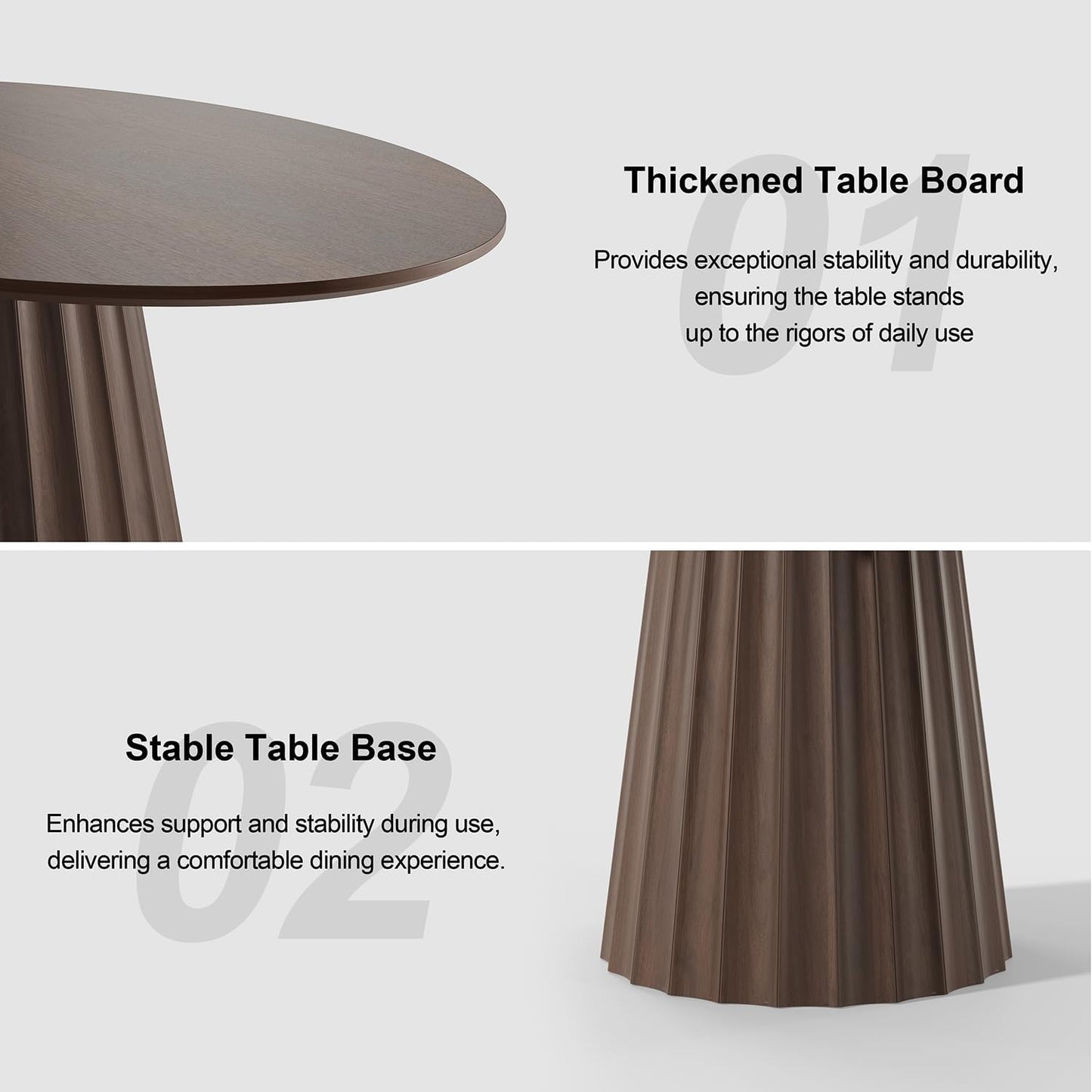 Casaphoria 67" Oval Dining Table, Modern Wood Kitchen Table with Cone Shaped Strip Convex Base for Living Room & Dining Room, Easy Assembly Farmhouse Furniture for 4-6, Walnut